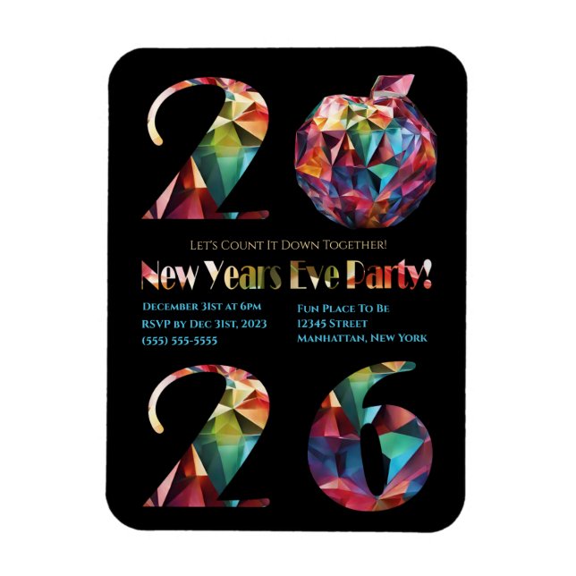 Imán New Year's Eve Party Invitation-Colorful- (Vertical)