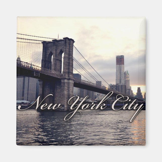 Imán New York Brooklyn Bridge Sunset Magnet (Frente)