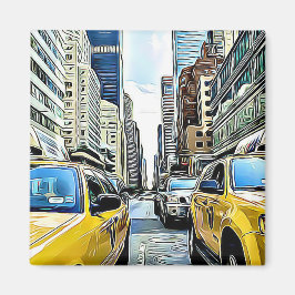 Imán New York City Manhattan Taxi Cabs Magnet