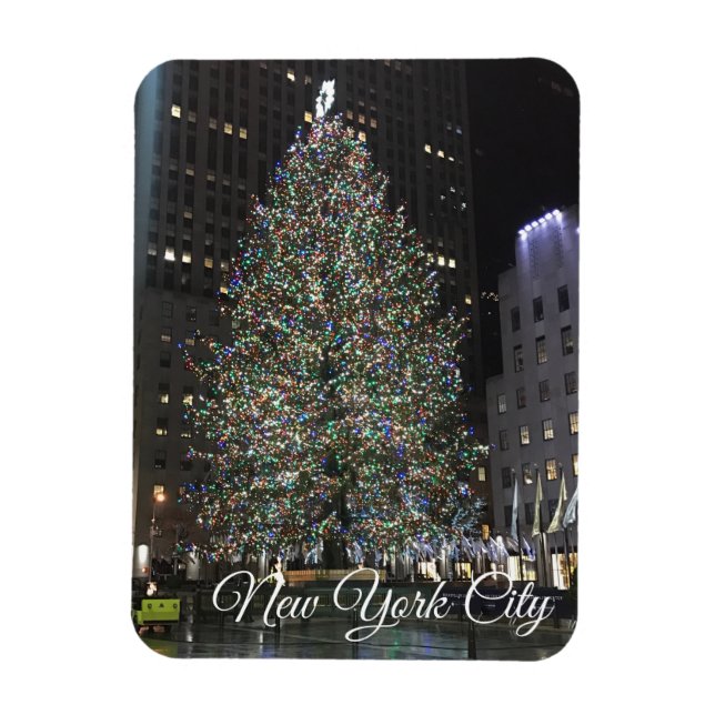 Imán New York City Rockefeller Center Christmas Tree NY (Vertical)