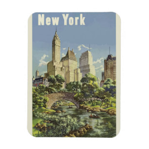 Imán New York City Skyline Central Park Vintage Retro