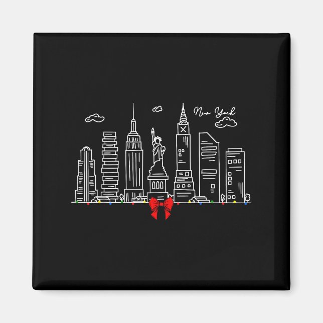 Imán New York City Skyline Christmas Lights Nyc New Yor (Frente)