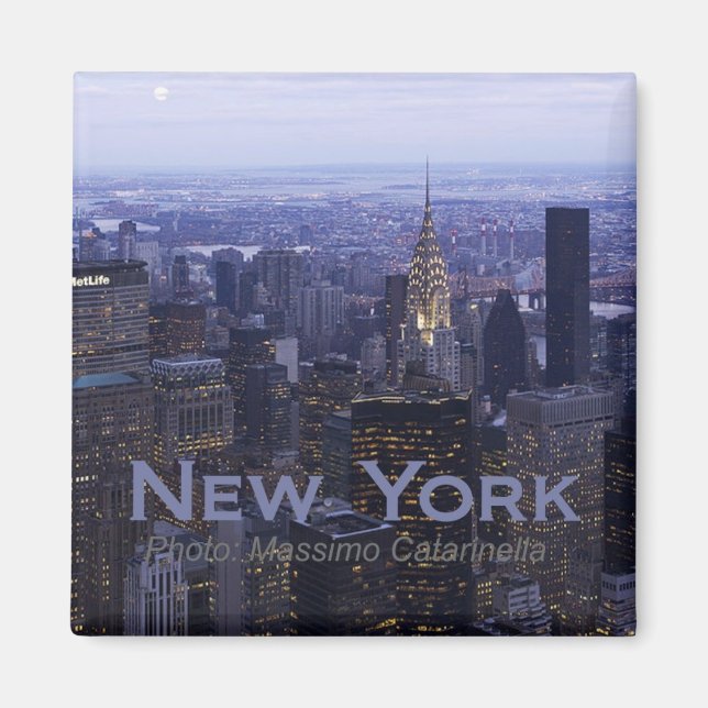 Imán New York City Twilight Travel Fridge Magnet (Frente)
