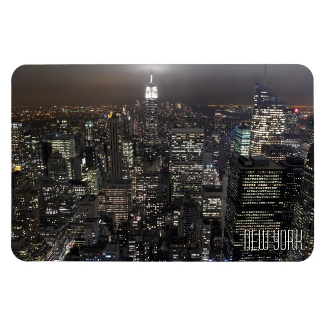 Imán New York Magnet NY City Lights NY Skyline Souvenir (Horizontal)