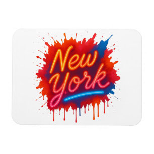 Imán New York Neon Street Art - Colorido Retro