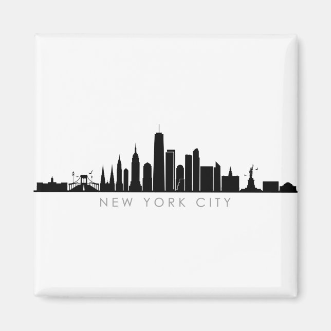 Imán NEW YORK NYC Manhatten USA City Skyline Silhouette (Frente)