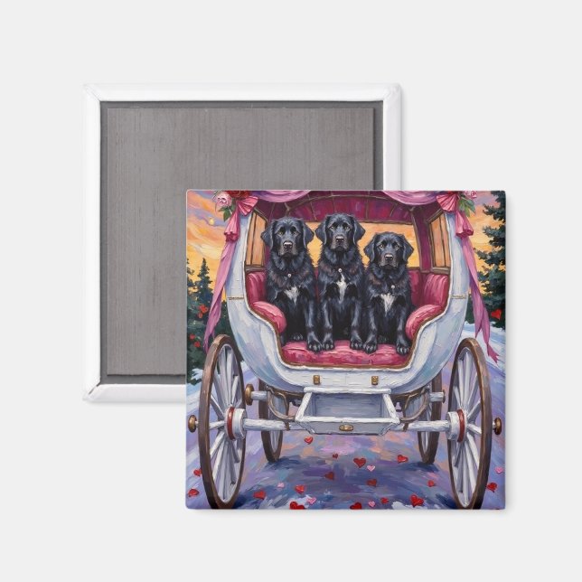 Imán Newfoundland Dog Valentine's Day  (Anverso/Reverso)