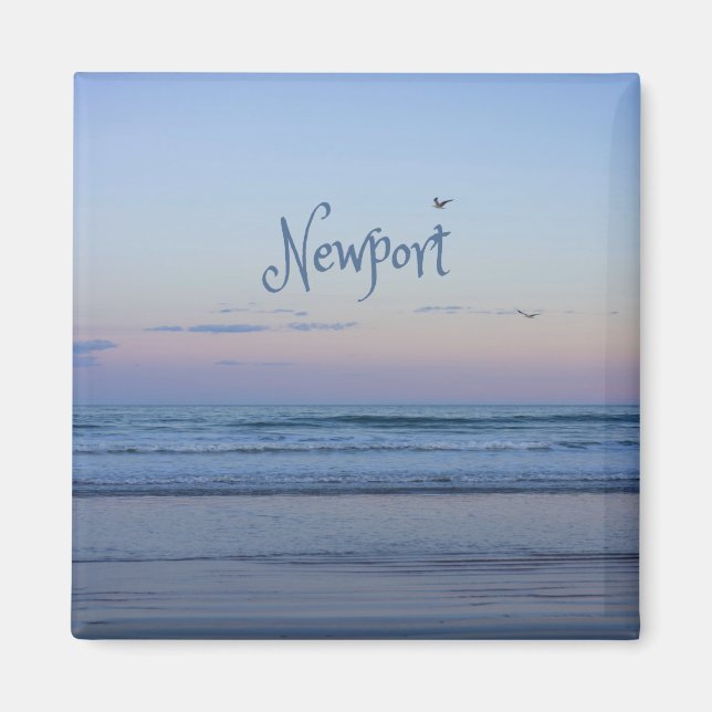 Imán Newport Beach California Ocean Sunrise Blue (Frente)