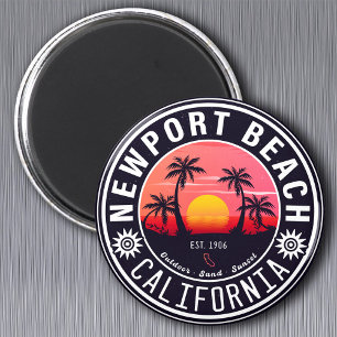 Imán Newport Beach California Retro Sunset Souvenir 80