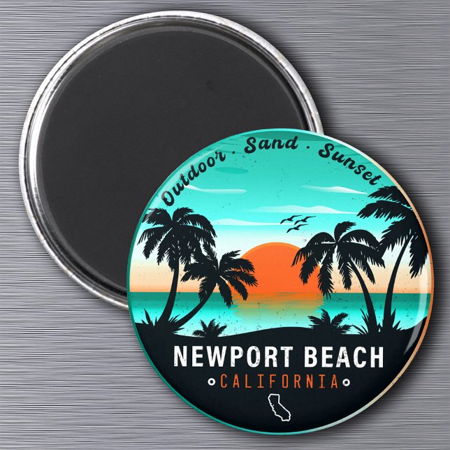 Imán Newport Beach California Retro Sunset Souvenir 80 (Subido por el creador)