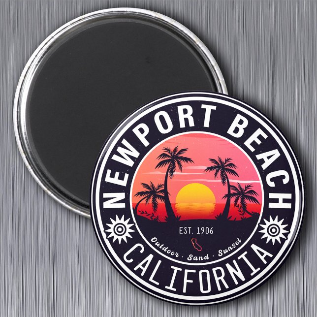 Imán Newport Beach California Retro Sunset Souvenir 80 (Subido por el creador)