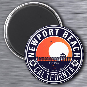 Imán Newport Beach California Retro Sunset Vacation 80