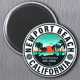 Imán Newport Beach California Retro Sunset Vacation 80