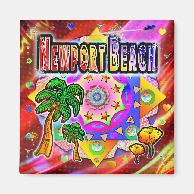 Imán Newport Beach Tropical Friends Magnet (Frente)