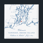 Imán Newport Rhode Island Destination Wedding Favor<br><div class="desc">¡Pedidos rápidos y fáciles! Estos imanes de mapa de Newport, RI, hacen grandes favores de boda en Newport para incluirlos en sus bolsos de bienvenida de bodas de destino de Rhodie Island. Mueva el corazón haciendo clic en "Editar usando herramienta de diseño" en "Personalizar". Perfecto para todos los lugares de...</div>