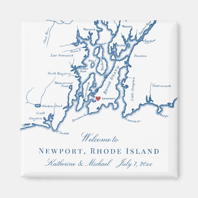 Imán Newport Rhode Island Destination Wedding Favor (Frente)
