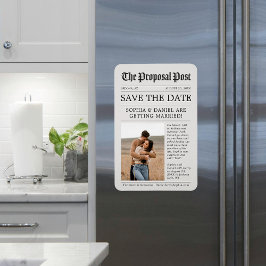Imán Newspaper Save The Date Magnet Photo
