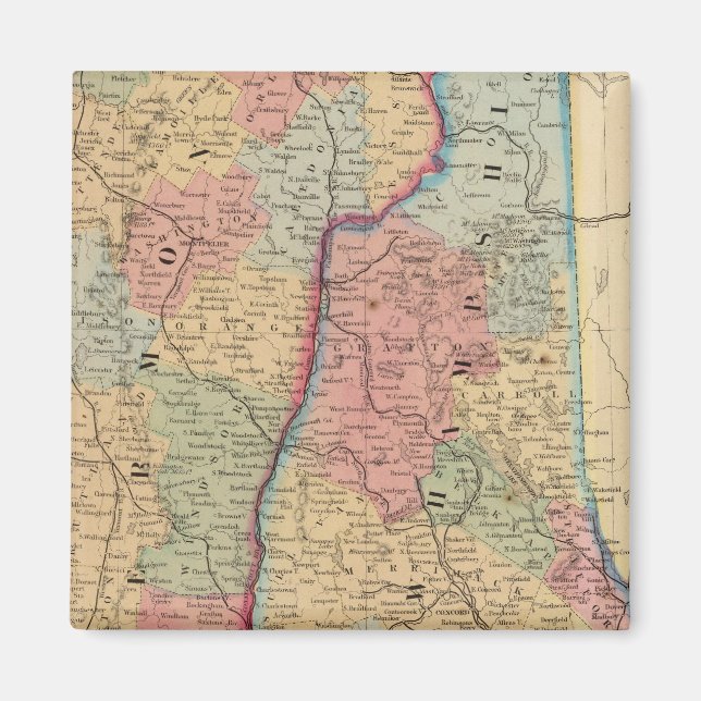 Imán NH, Mapa Vermont de Mitchell (Frente)