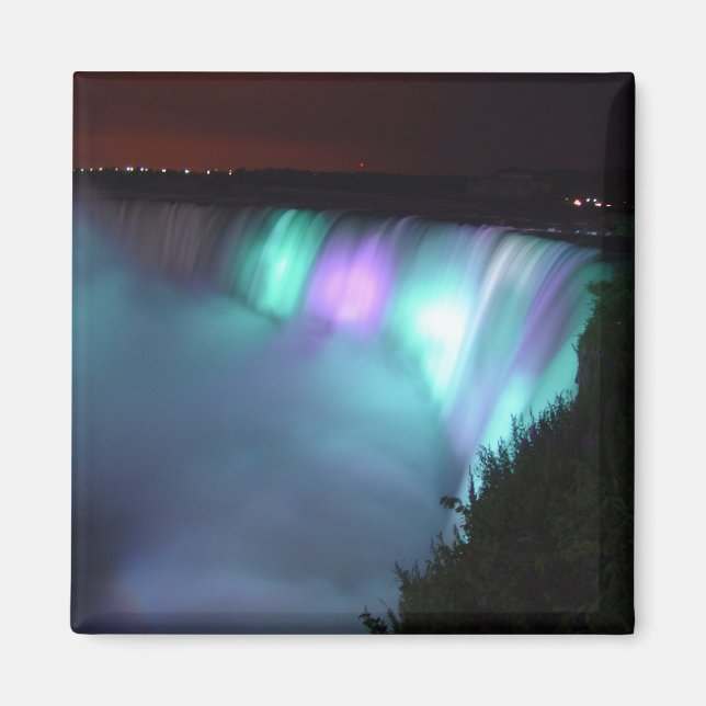 Imán Niagara cae Canadá Noche Purple Aqua Magnet (Frente)