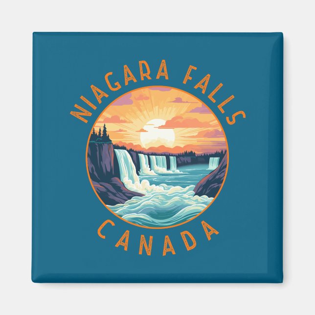 Imán Niagara Falls Canada Retro Distressed Circle _1  (Frente)