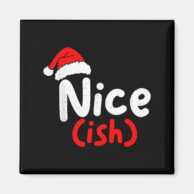 Imán Nice (ish) Naughty Angel Funny Christmas List Fami (Frente)