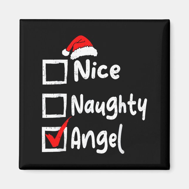 Imán Nice Naughty Angel Funny Christmas List Family Mat (Frente)