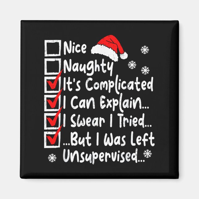 Imán Nice Naughty Multi Checklist Funny Christmas List  (Frente)
