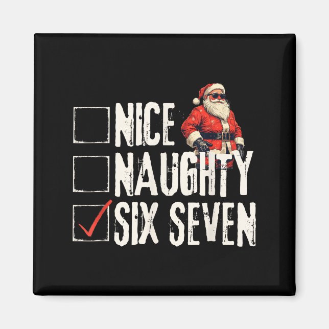 Imán Nice Naughty Six Seven Brainrot Meme 67 Santa Funn (Frente)
