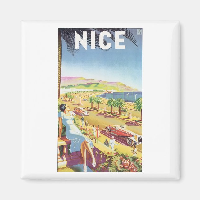 Imán Nice Vintage Travel Poster (Frente)