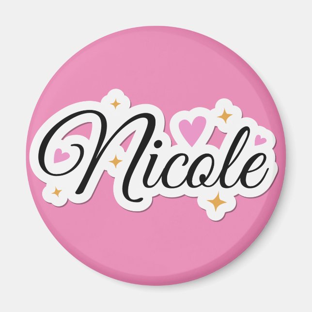 Imán Nicole nombre diseño lindo (Frente)