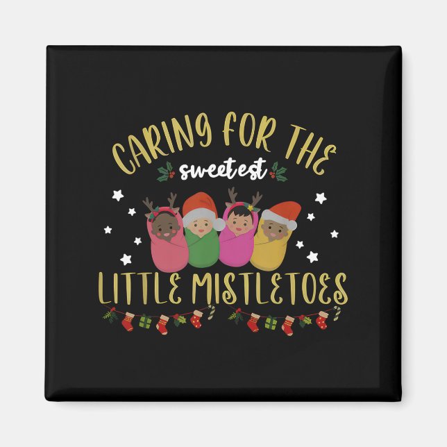 Imán Nicu Nurse Christmas Sweetest Mistletoes Mother Ba (Frente)
