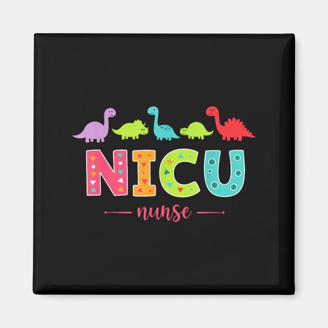 Imán Nicu Nurse With Cute Dinosaurs Pediatric For Women (Frente)