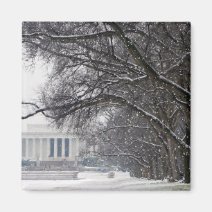 Imán nieve del invierno del Lincoln memorial