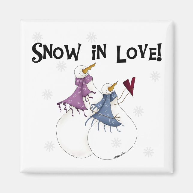 Imán Nieve en amor Camisetas y regalos de Snowman (Frente)