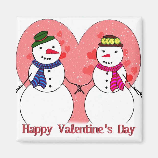 Imán Nieve en amor - Feliz Día de San Valentín (Frente)