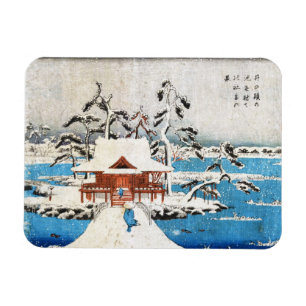 Imán Nieve japonesa fresca de la capilla del lago del