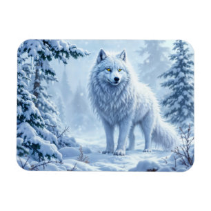 Imán Nieve lobo salvaje ojos de neón amarillo decoració