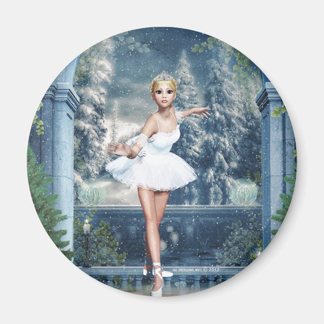 Imán Nieve Princesa Ballerina Round Magnet (Frente)