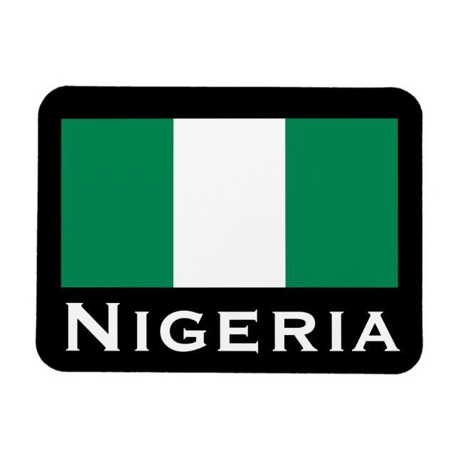Imán Nigeria con bandera nigeriana (África Occidental) (Horizontal)