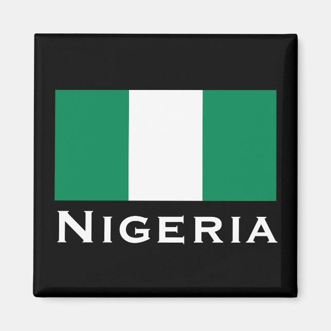 Imán Nigeria con bandera nigeriana (África Occidental) (Frente)
