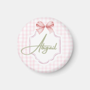Imán Niña Abigail Personalizada Bow&Gingham