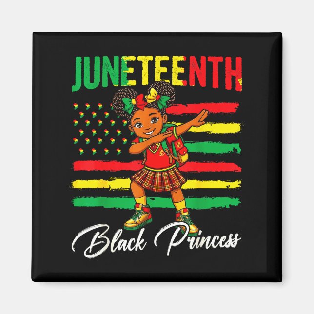 Imán Niña afro de Juneteenth haciendo dabbing princesa  (Frente)