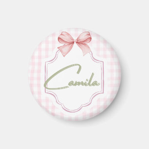 Imán Niña Camila Bebé Personalizada Bow&Gingham