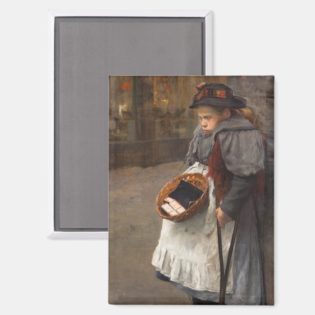 Imán Niña Cerilla Pobre Golfillo Callejero Pobreza Urba (Anverso/Reverso)