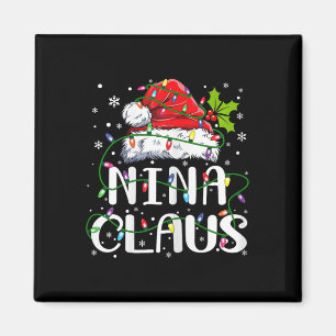 Imán Nina Claus Navidades Santa Hat Familia Xma