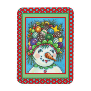 IMÁN NIÑA CUIDADA EN NAVIDADES FIESTA GORRA, COLORIDA