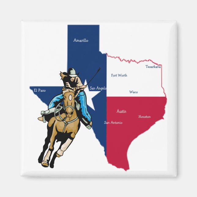 Imán Niña De Texas En Caballo (Frente)