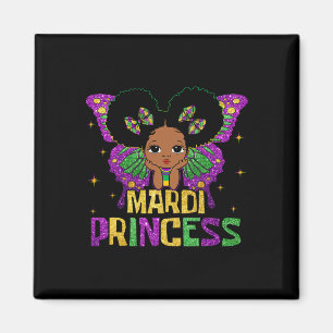 Imán Niña Mardi Gras Princesa Melanina Negra Chica