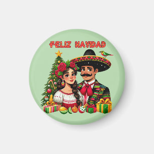 Imán Niña mexicana hombre árbol de Navidad Feliz Navida