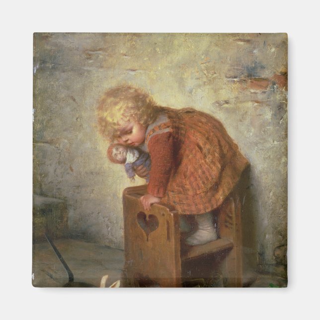 Imán Niña pequeña con conejo (Frente)